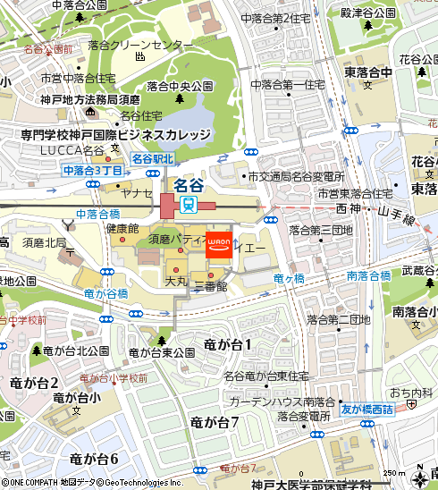 ダイエー名谷店付近の地図